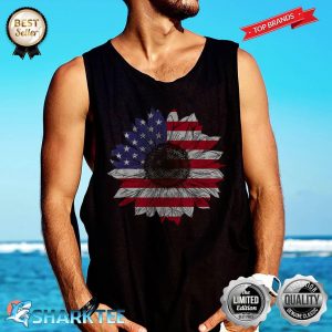 American Flag Sunflower Graphic 4th Of July Tank-top