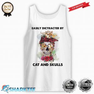 Easily Dictracter By Cat And Skulls Lover Hippie Style Tank-top