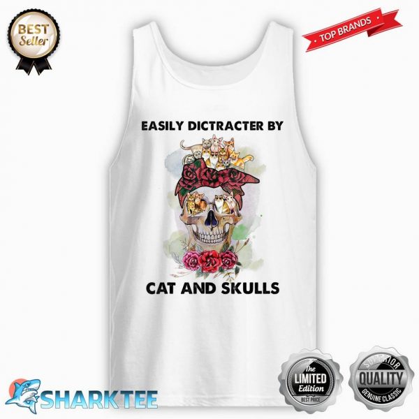Easily Dictracter By Cat And Skulls Lover Hippie Style Tank-top