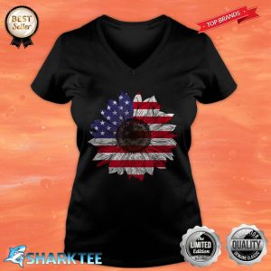 American Flag Sunflower Graphic 4th Of July V-neck