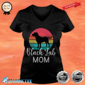 Black Lab Mom Labrador Retriever Retro Sunset V-neck