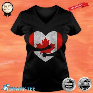 Canadian Flag Patriotic Heart Canada Proud Vintage V-neck