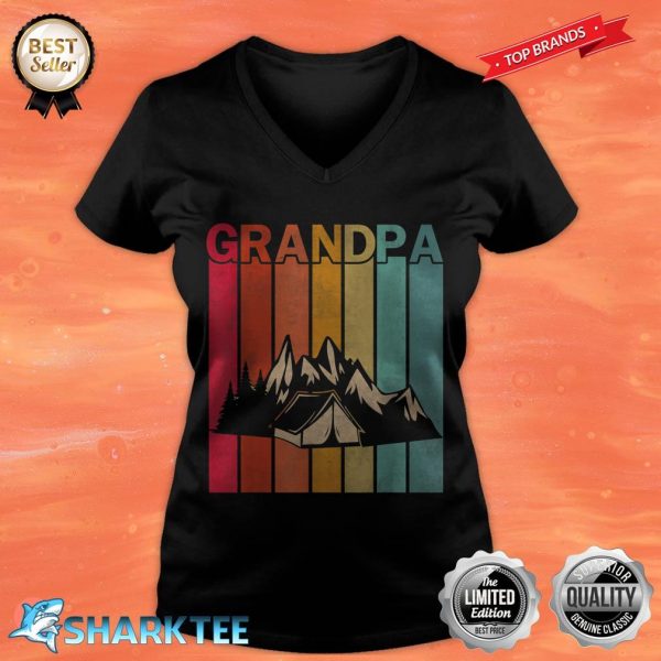 Camping Retro Style Vintage Grandpa Graphic Fathers Day V-neck