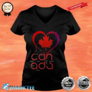 Can Ada Heart Maple Leaf Happy Canada Day V-neck