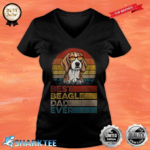 Dog Vintage Best Beagle Dad Ever Fathers Day Puppy Dog Dad V-neck