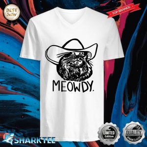 Funny Retro Cat Cowboy Meowdy Western Country Cat Lovers V-neck