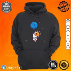 Astronaut Cat in Space Holding Planet Balloon Cat Lover hoodie