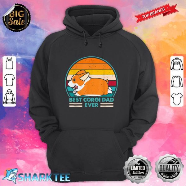 Best Corgi Dad Ever Retro Vintage 60s 70s Sunset Fathers Day hoodie