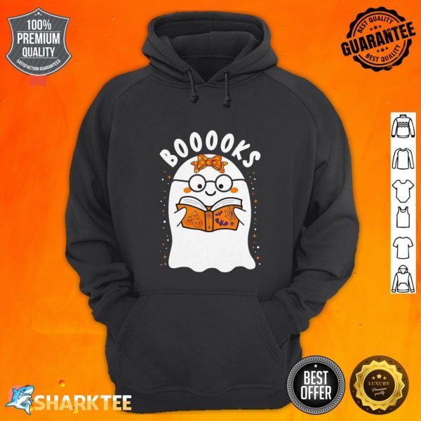 Booooks Cute Ghost Reading Library Books Halloween Teacher hoodie