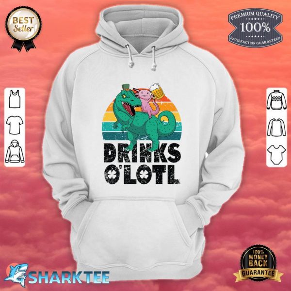 Drinks O'lotl Beer Axolotl Riding Dinosaur Funny St Patricks Premium hoodie
