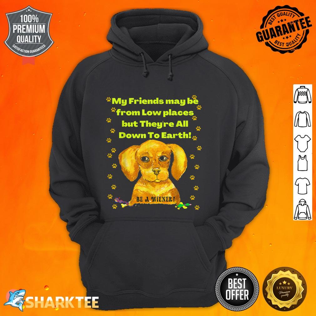 Cute Funny Dachshund Pun Friends In Low Places Down To Earth hoodie