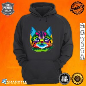 Cute Kitten Face Art for Cat Lovers Colorful Kitty Adoption hoodie
