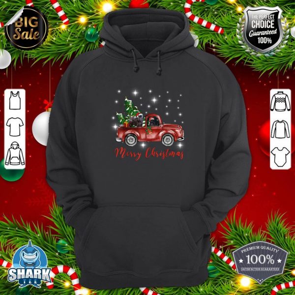 Scottish Terrier Dog Riding Red Truck Christmas hoodie