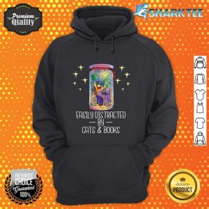 Easily Distracted by Cats And Books Lover Book Nerd Librarian Premium hoodie