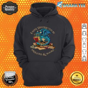 Easily Distracted By Dragons And Books Gift Nerd Dragon hoodie