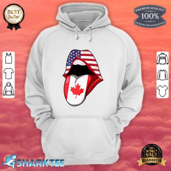 American Canadian Flag Lips Valentines Day USA hoodie