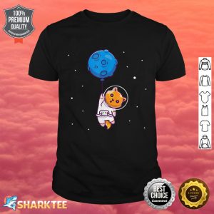 Astronaut Cat in Space Holding Planet Balloon Cat Lover shirt