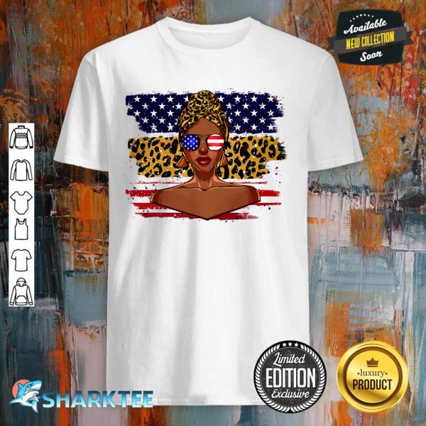 Black Girl Style America Flag Leopard shirt