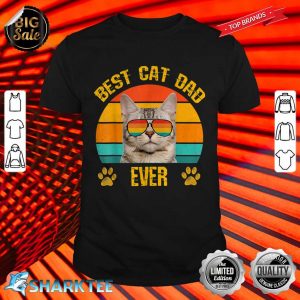 Best Cat DAD Funny Papa Cat with Retro sunglasses Father Day shirt