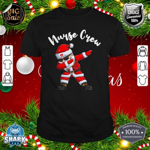 Christmas Dabbing Santa Claus Scrub Nurse Crew Stethoscope shirt