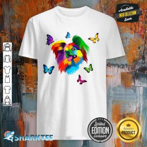 Colored Papillon Dog Colorful Dog Papillon Butterflies shirt