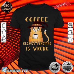 Coffee Punching Is Wrong Coffee Cup Lover Halloween Hat Cat Premium shirt