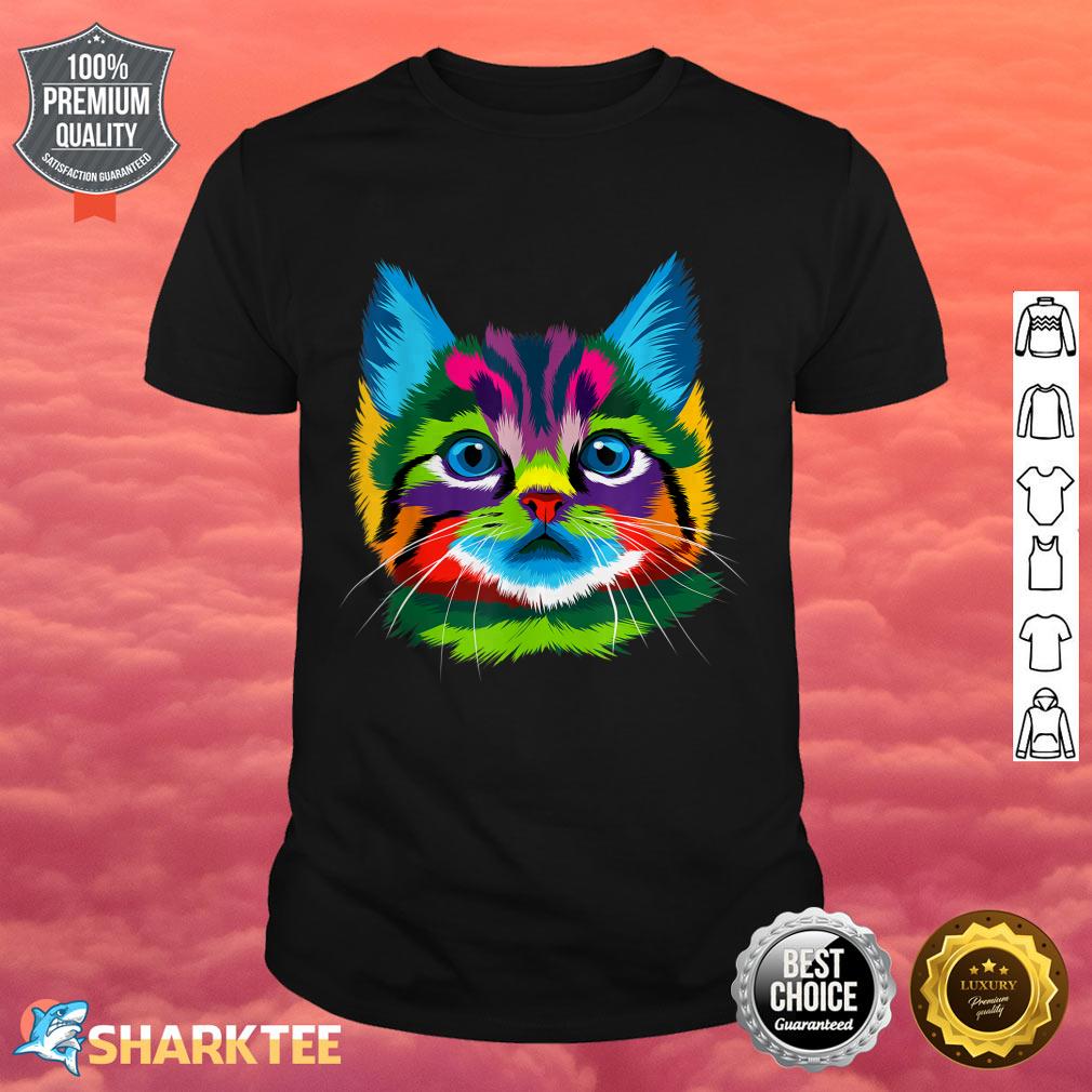 Cute Kitten Face Art for Cat Lovers Colorful Kitty Adoption shirt