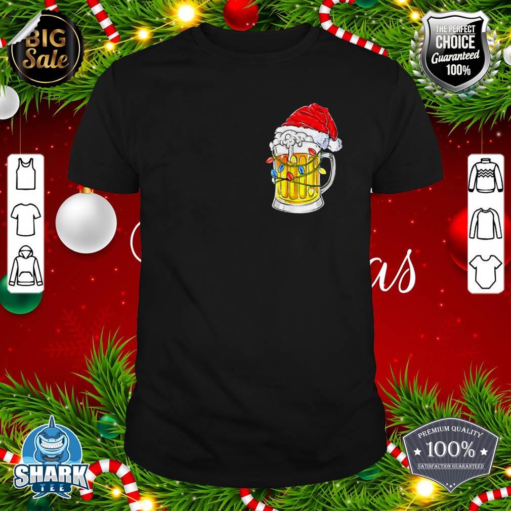 Cup Beer Santa Hat Christmas Light Beer Lover Christmas shirt