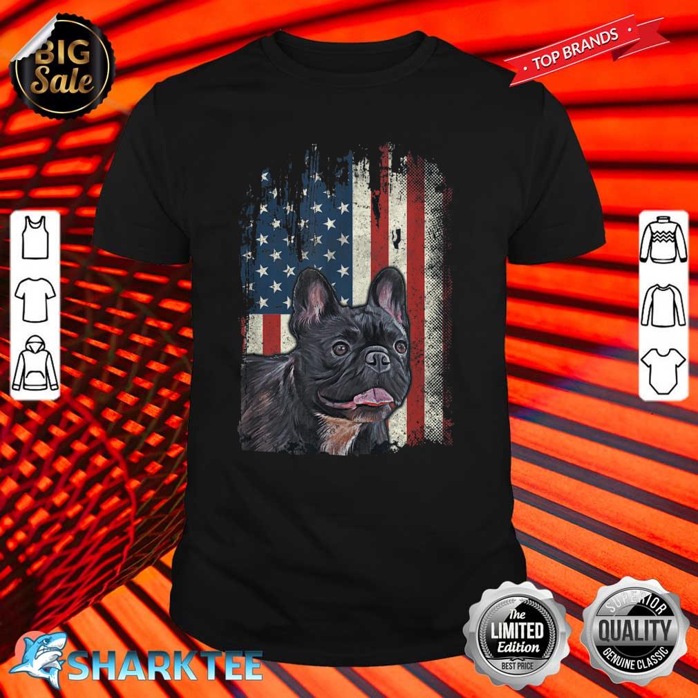 Distressed French Bulldog American Flag Patriotic Dog shirt
