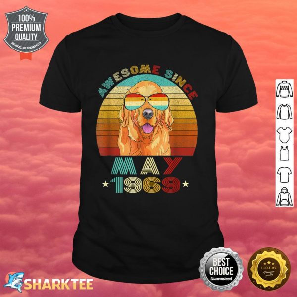 53th Birthday Love Golden Retrievers 53 Years Since May 1969 shirt