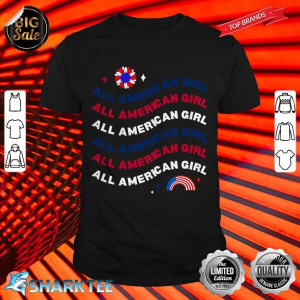 All American Girl 4th July USA Flag shirt