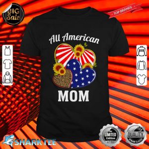 All American Mom Heart Leopard Independenc Day shirt