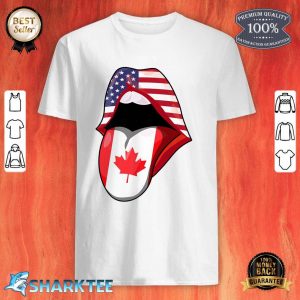 American Canadian Flag Lips Valentines Day USA shirt