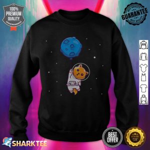 Astronaut Cat in Space Holding Planet Balloon Cat Lover sweatshirt