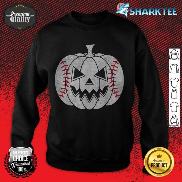 Baseball Player Scary Pumpkin Vintage Costume Halloween sweatshirt