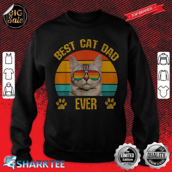 Best Cat DAD Funny Papa Cat with Retro sunglasses Father Day sweatshirt