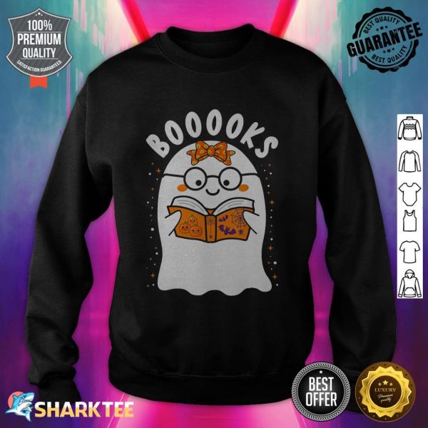 Booooks Cute Ghost Reading Library Books Halloween Teacher sweatshirt