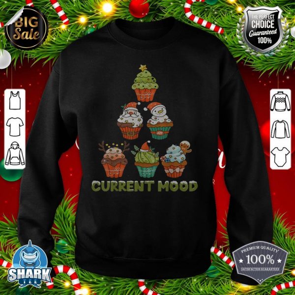 Current Mood Retro Cupcake Christmas Tree Baker Baking Lover sweatshirt