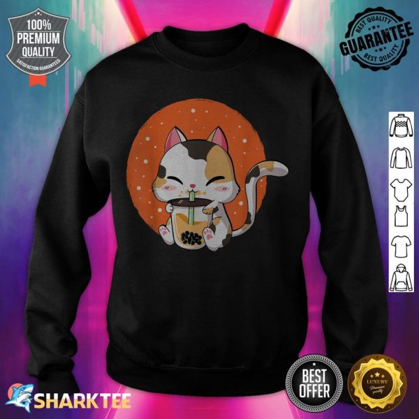 Cat Boba Tea Bubble Tea Kawaii Anime Japanese Neko Girl Teen sweatshirt