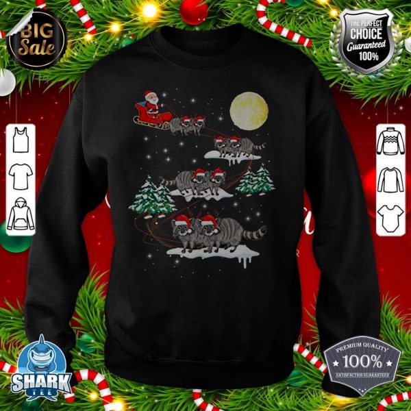 Funny Xmas Lighting Tree Santa Riding Raccoon Christmas Premium sweatshirt