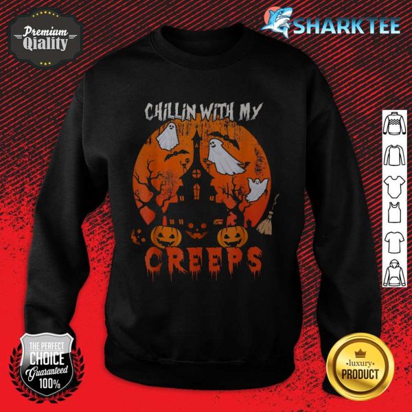 Chillin' With My Creeps Halloween Three Boo Ghosts Lover sweatshirt
