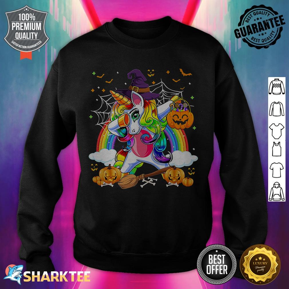 Cute Halloween Girls Women Witchy Dabbing Unicorn Halloween sweatshirt