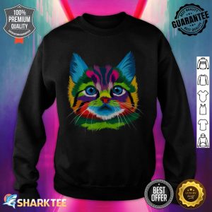Cute Kitten Face Art for Cat Lovers Colorful Kitty Adoption sweatshirt