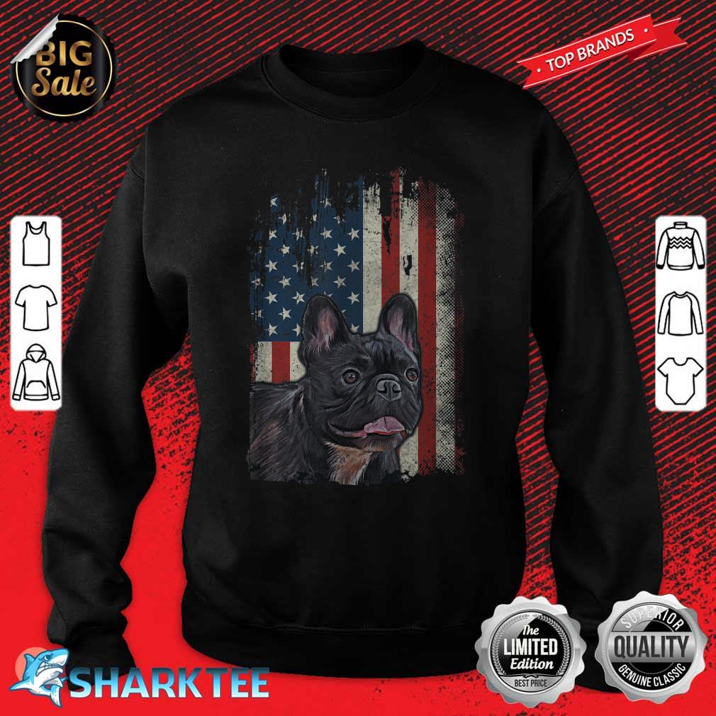 Distressed French Bulldog American Flag Patriotic Dog sweatshirt