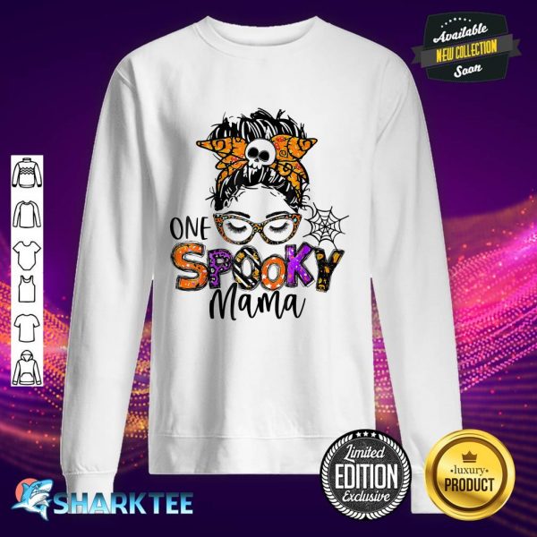 Groovy One Spooky Mama Messy Bun Women Witch Mom Halloween sweatshirt