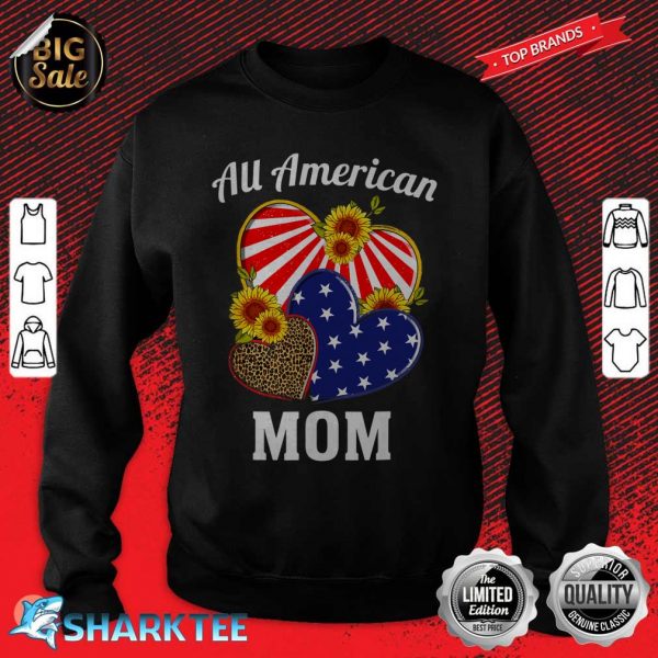 All American Mom Heart Leopard Independenc Day sweatshirt