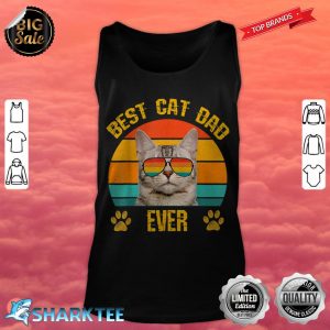 Best Cat DAD Funny Papa Cat with Retro sunglasses Father Day tank top