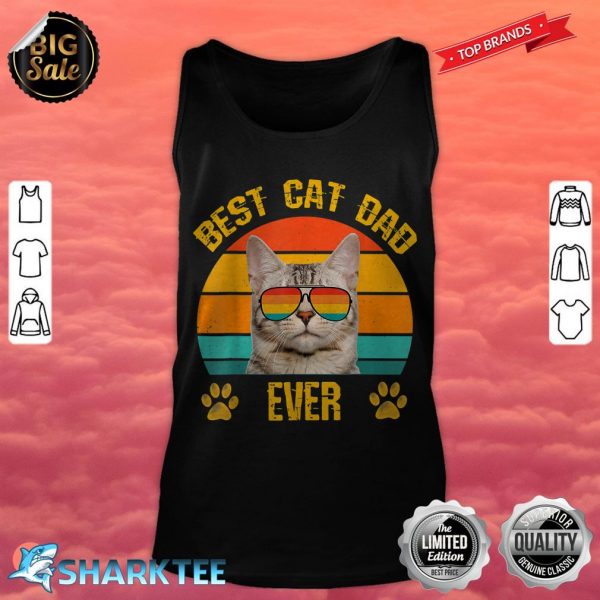 Best Cat DAD Funny Papa Cat with Retro sunglasses Father Day tank top
