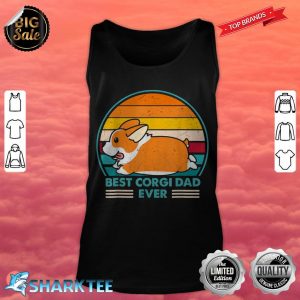 Best Corgi Dad Ever Retro Vintage 60s 70s Sunset Fathers Day tank top