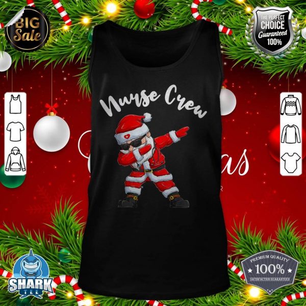 Christmas Dabbing Santa Claus Scrub Nurse Crew Stethoscope tank-top